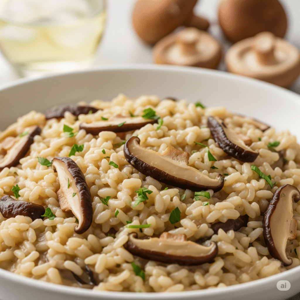 risotto con shitake u hongos o setas
