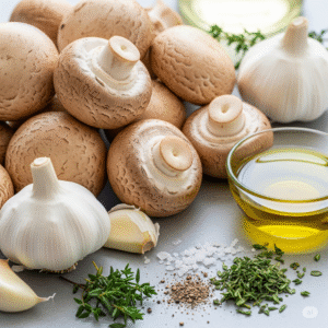 champiñosnes , aceite y ajo